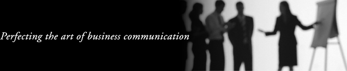 Tagline reads: Perfecting the art of business communications